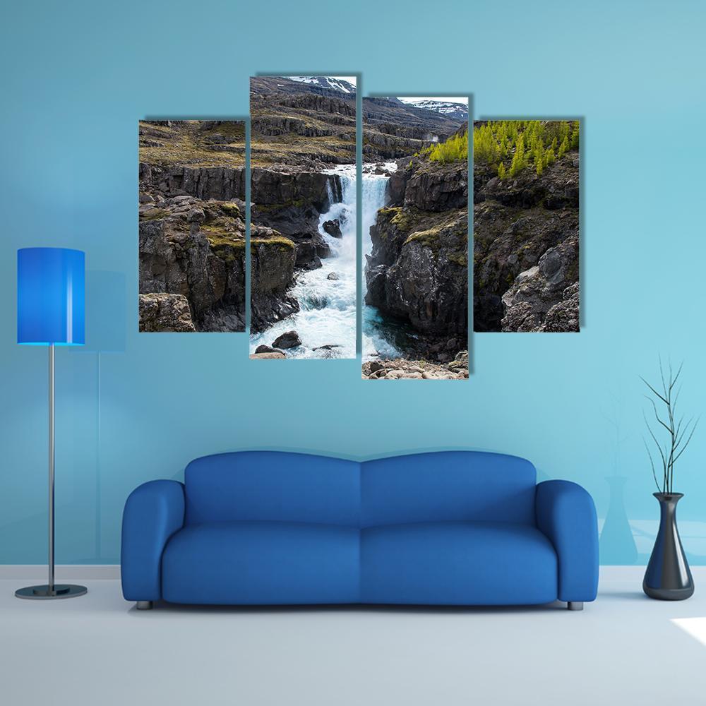 Waterfall In Fossa River Canvas Wall Art-4 Pop-Gallery Wrap-50" x 32"-Tiaracle