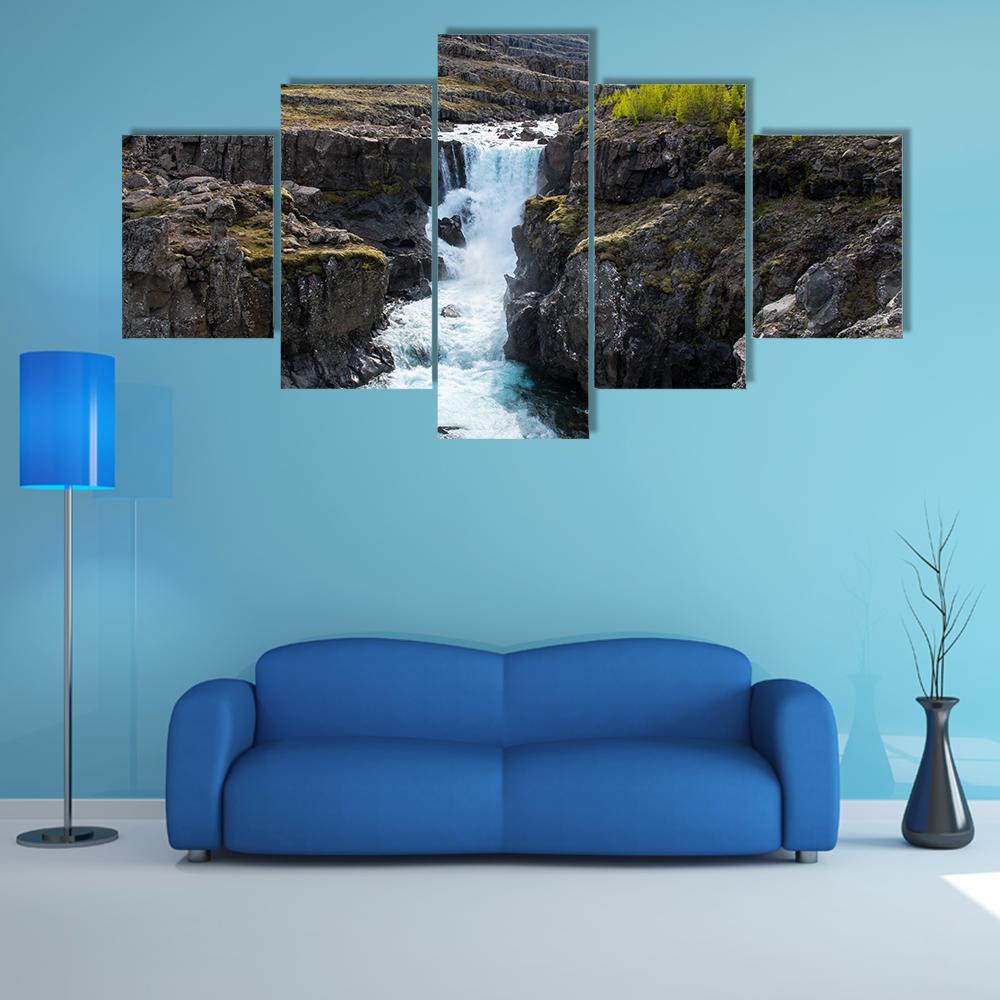 Waterfall In Fossa River Canvas Wall Art-5 Star-Gallery Wrap-62" x 32"-Tiaracle