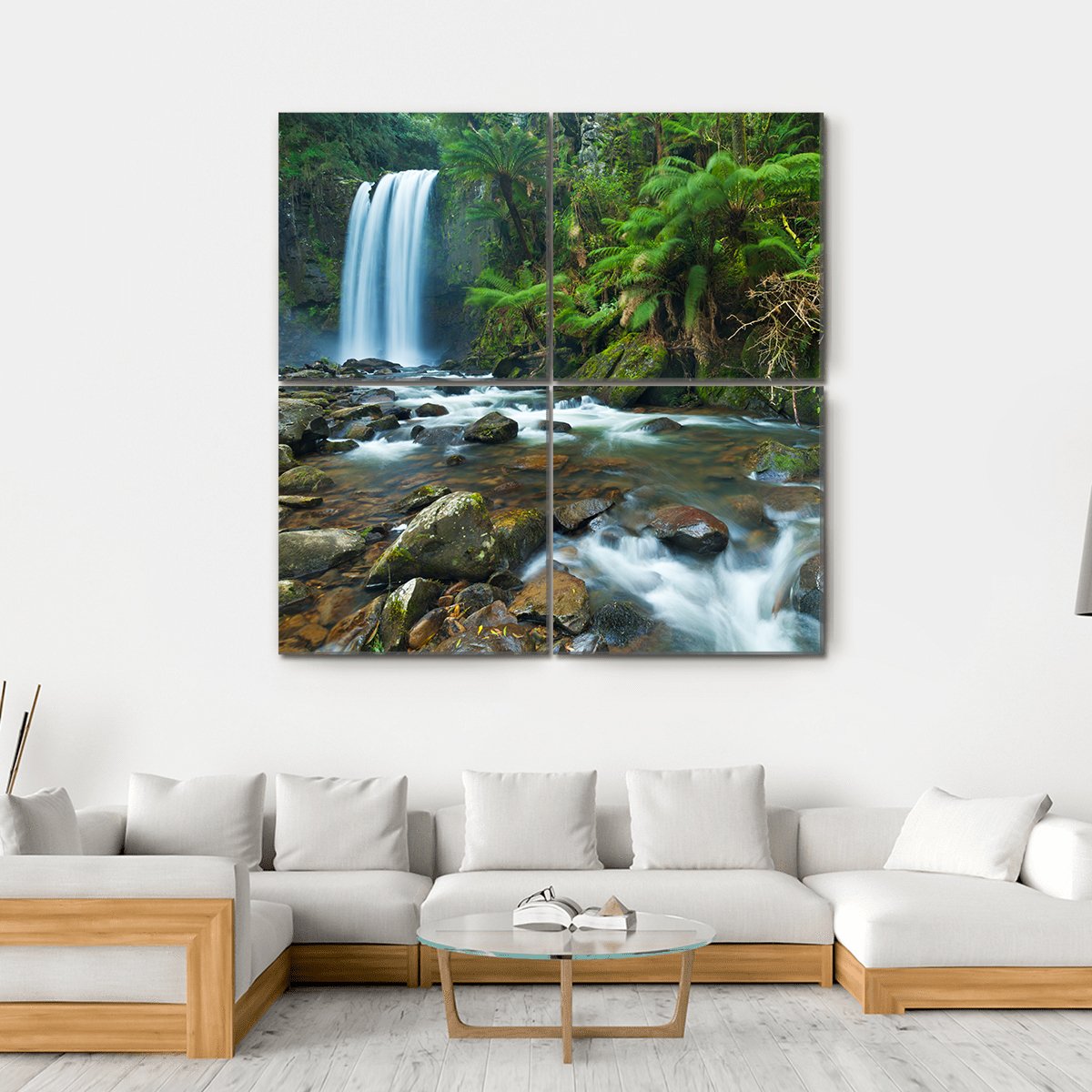 Waterfall In Great Otway National Australia Canvas Wall Art-4 Square-Gallery Wrap-17" x 17"-Tiaracle