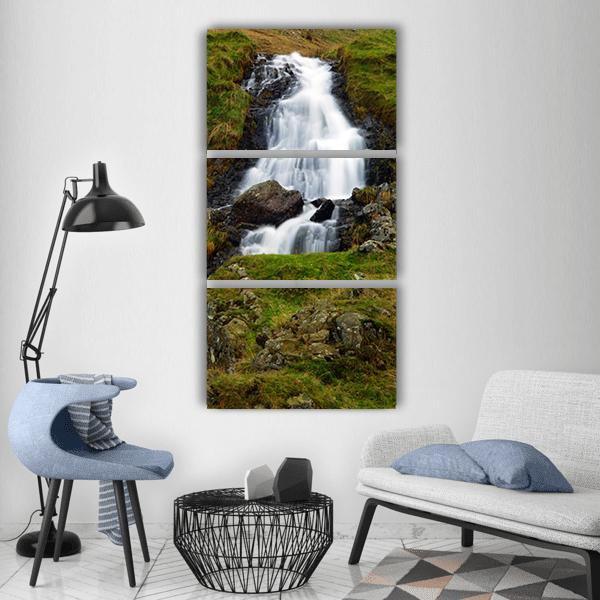 Waterfall In Isle Sky Island Scotland Vertical Canvas Wall Art-3 Vertical-Gallery Wrap-12" x 25"-Tiaracle