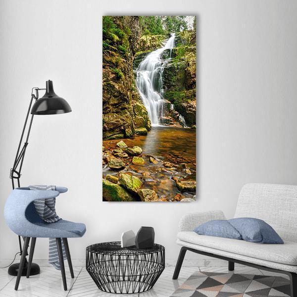 Waterfall In Kamieńczyk Poland Vertical Canvas Wall Art-3 Vertical-Gallery Wrap-12" x 25"-Tiaracle