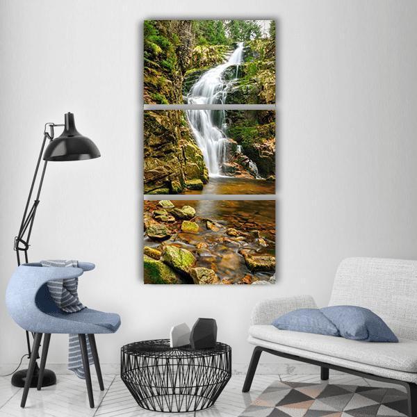 Waterfall In Kamieńczyk Poland Vertical Canvas Wall Art-3 Vertical-Gallery Wrap-12" x 25"-Tiaracle