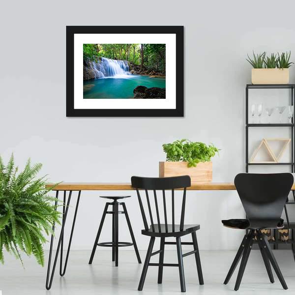 Waterfall In Kanchanaburi Canvas Wall Art-3 Horizontal-Gallery Wrap-25" x 16"-Tiaracle
