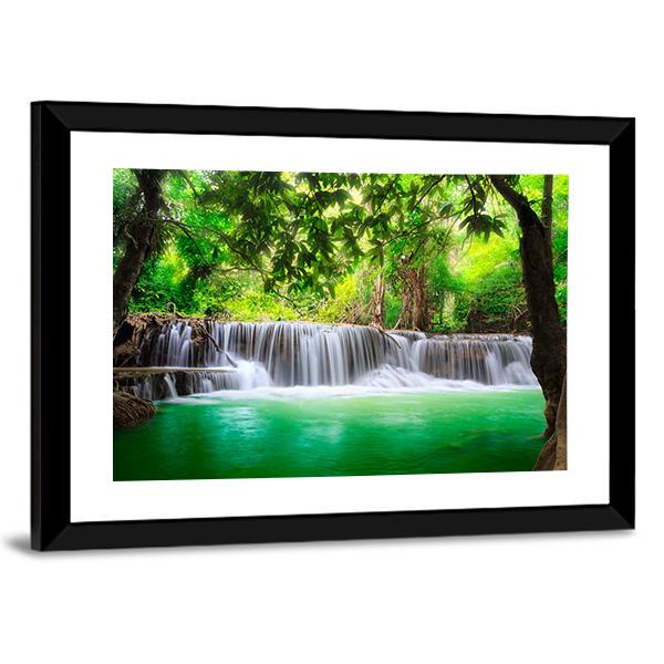 Waterfall In Kanjanaburi Canvas Wall Art-3 Horizontal-Gallery Wrap-25" x 16"-Tiaracle