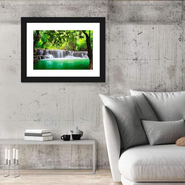 Waterfall In Kanjanaburi Canvas Wall Art-3 Horizontal-Gallery Wrap-25" x 16"-Tiaracle