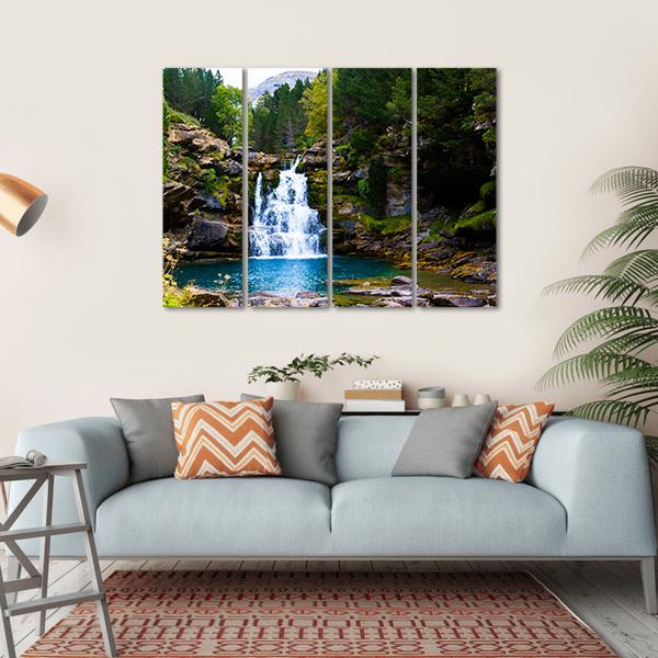 Waterfall In Monter Perdido Spain Canvas Wall Art-4 Horizontal-Gallery Wrap-34" x 24"-Tiaracle