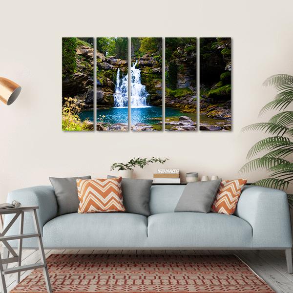 Waterfall In Monter Perdido Spain Canvas Wall Art-5 Horizontal-Gallery Wrap-22" x 12"-Tiaracle