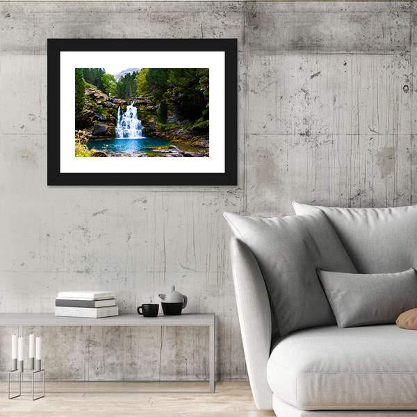 Waterfall In Monter Perdido Spain Canvas Wall Art-3 Horizontal-Gallery Wrap-25" x 16"-Tiaracle