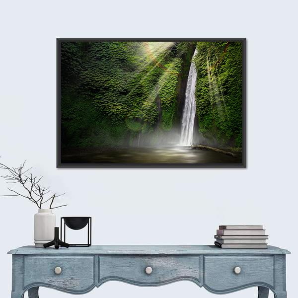 Waterfall In Munduk Bali Indonesia Canvas Wall Art-1 Piece-Floating Frame-24" x 16"-Tiaracle