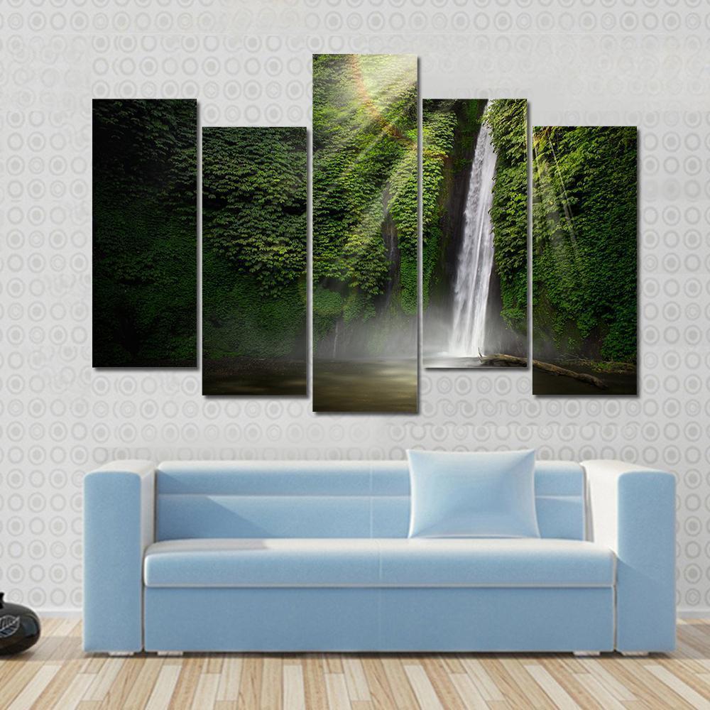 Waterfall In Munduk Bali Indonesia Canvas Wall Art-5 Pop-Gallery Wrap-47" x 32"-Tiaracle