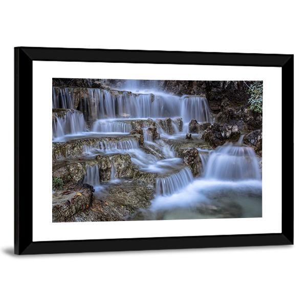 Waterfall In Park Canvas Wall Art-5 Horizontal-Gallery Wrap-22" x 12"-Tiaracle