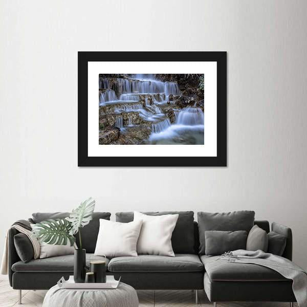 Waterfall In Park Canvas Wall Art-5 Horizontal-Gallery Wrap-22" x 12"-Tiaracle