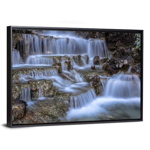 Waterfall In Park Canvas Wall Art-5 Horizontal-Gallery Wrap-22" x 12"-Tiaracle