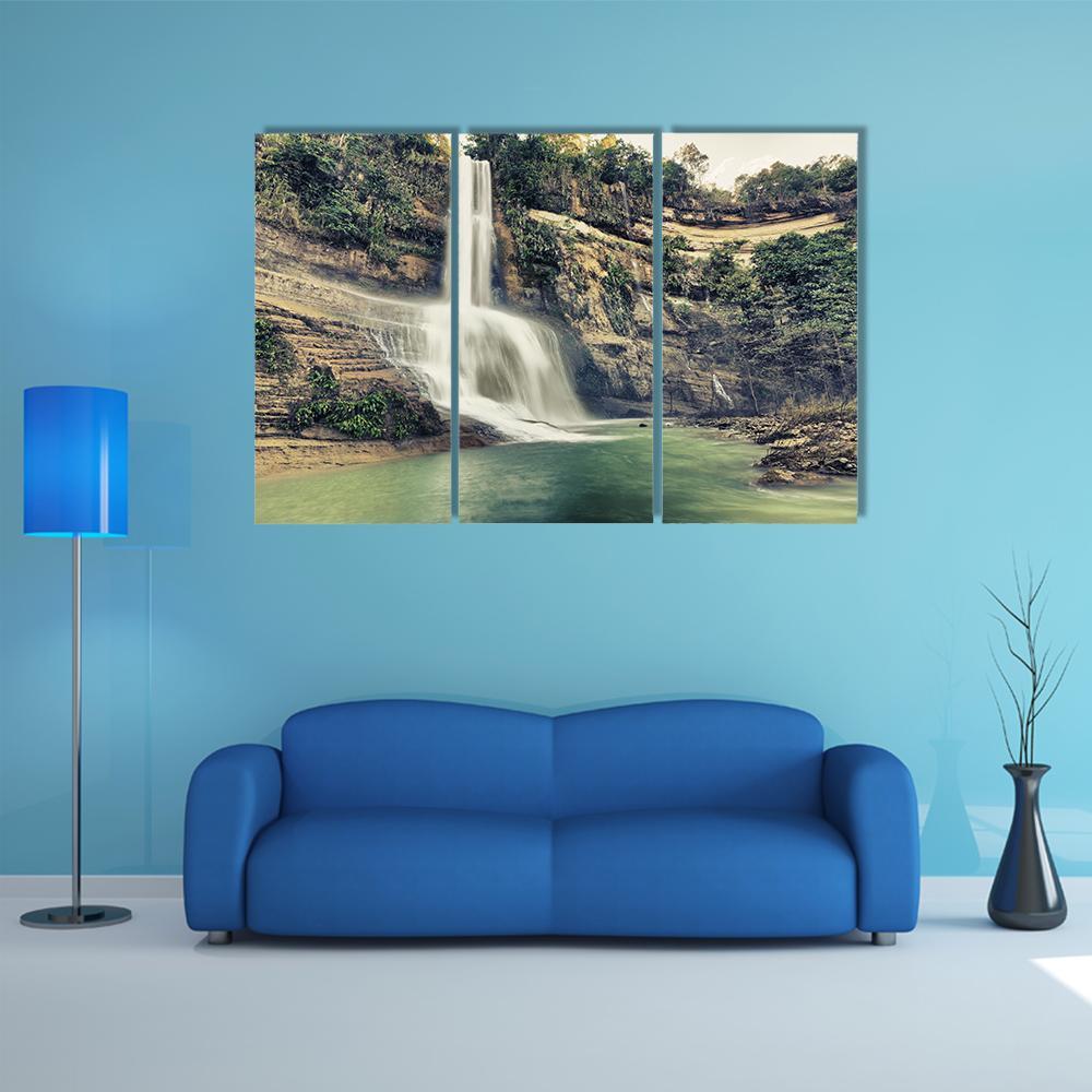 Waterfall In Philippines Canvas Wall Art-3 Horizontal-Gallery Wrap-37" x 24"-Tiaracle
