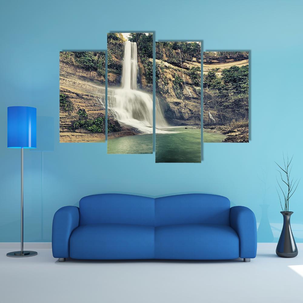 Waterfall In Philippines Canvas Wall Art-4 Pop-Gallery Wrap-50" x 32"-Tiaracle