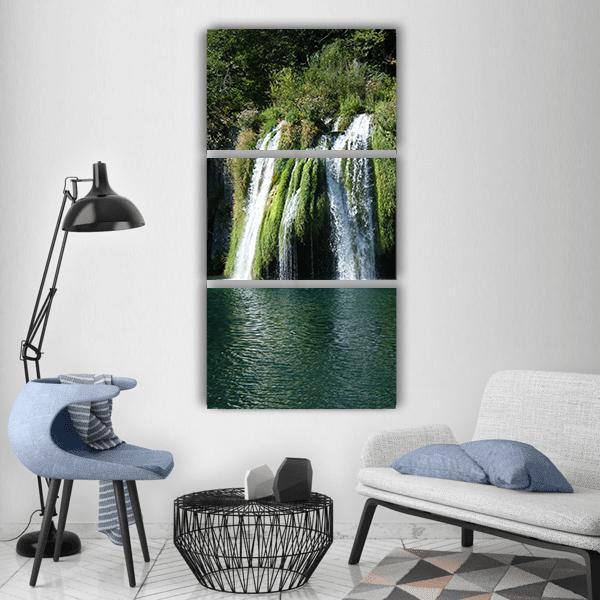 Waterfall In Plittvice Lake Croatia Vertical Canvas Wall Art-3 Vertical-Gallery Wrap-12" x 25"-Tiaracle
