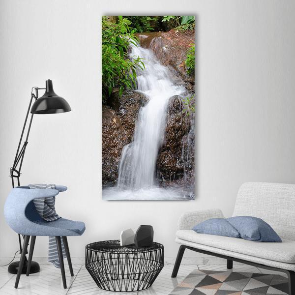 Waterfall In Portugal Vertical Canvas Wall Art-3 Vertical-Gallery Wrap-12" x 25"-Tiaracle