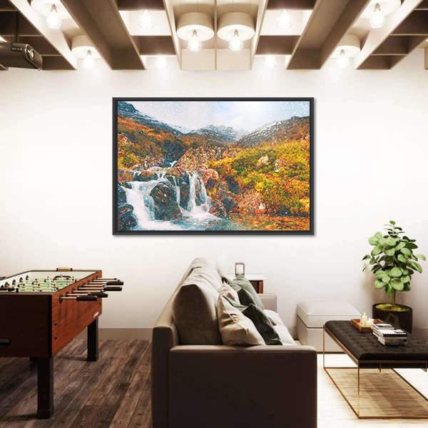 Waterfall in Scotland Canvas Wall Art-3 Horizontal-Gallery Wrap-25" x 16"-Tiaracle