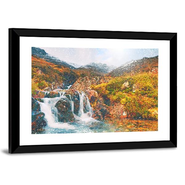 Waterfall in Scotland Canvas Wall Art-3 Horizontal-Gallery Wrap-25" x 16"-Tiaracle
