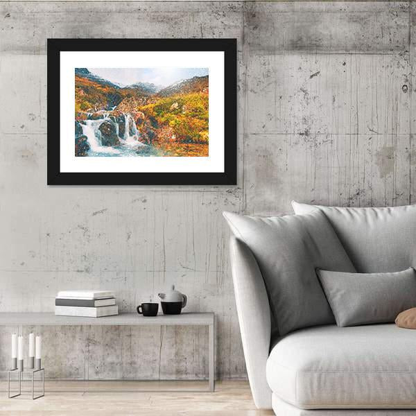 Waterfall in Scotland Canvas Wall Art-3 Horizontal-Gallery Wrap-25" x 16"-Tiaracle