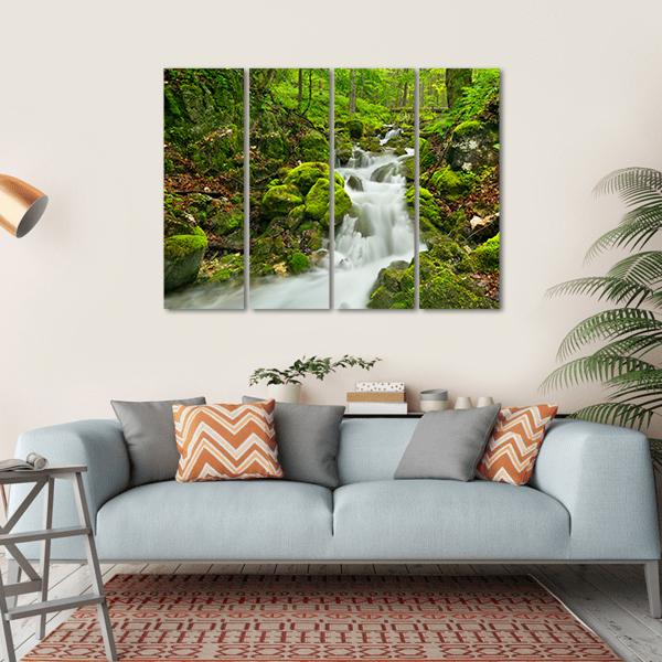 Waterfall In Slovakia Canvas Wall Art-4 Horizontal-Gallery Wrap-34" x 24"-Tiaracle