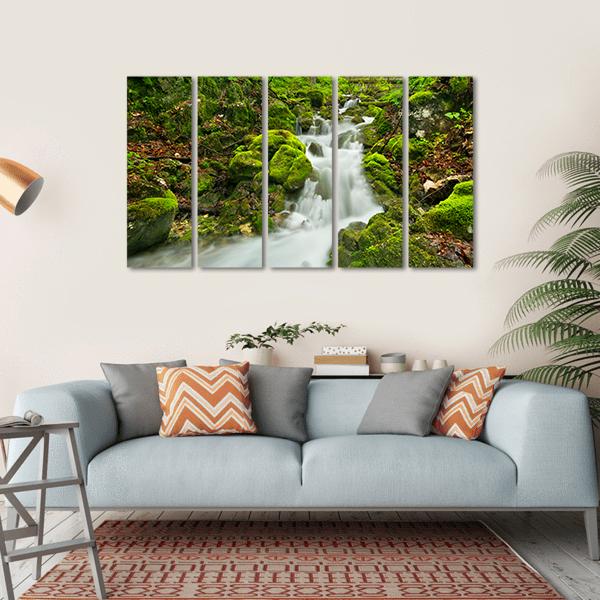 Waterfall In Slovakia Canvas Wall Art-5 Horizontal-Gallery Wrap-22" x 12"-Tiaracle