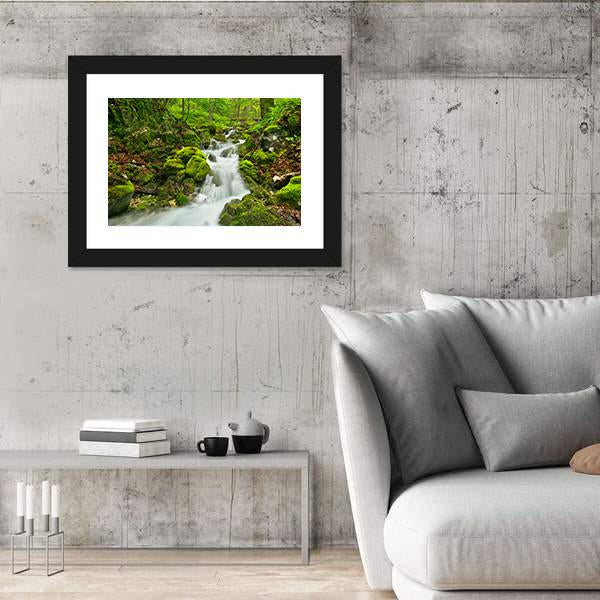 Waterfall In Slovakia Canvas Wall Art-3 Horizontal-Gallery Wrap-25" x 16"-Tiaracle