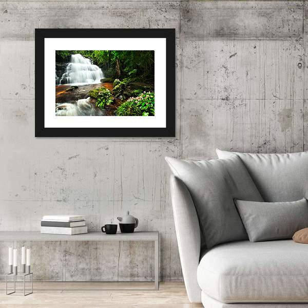 Waterfall In Thai National Park Canvas Wall Art-5 Horizontal-Gallery Wrap-22" x 12"-Tiaracle