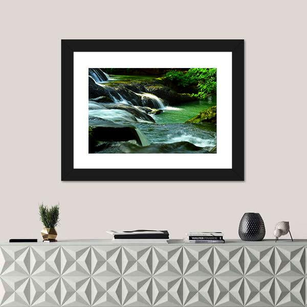 Waterfall In Thailand Canvas Wall Art-1 Piece-Framed Print-20" x 16"-Tiaracle