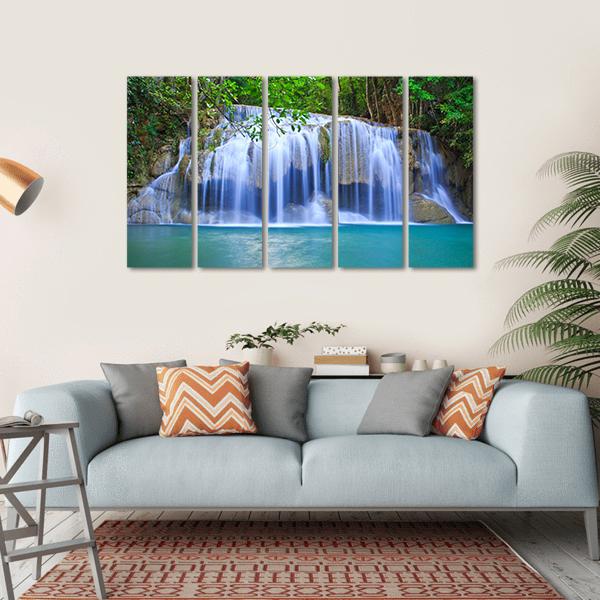 Waterfall In Thailand Canvas Wall Art-5 Horizontal-Gallery Wrap-22" x 12"-Tiaracle
