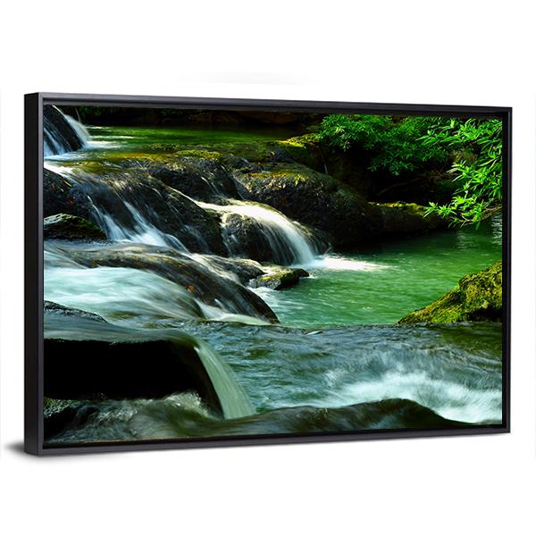 Waterfall In Thailand Canvas Wall Art-3 Horizontal-Gallery Wrap-25" x 16"-Tiaracle