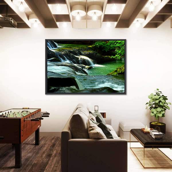 Waterfall In Thailand Canvas Wall Art-3 Horizontal-Gallery Wrap-25" x 16"-Tiaracle