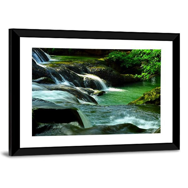 Waterfall In Thailand Canvas Wall Art-3 Horizontal-Gallery Wrap-25" x 16"-Tiaracle