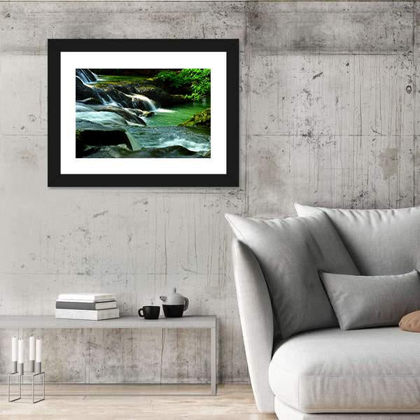 Waterfall In Thailand Canvas Wall Art-3 Horizontal-Gallery Wrap-25" x 16"-Tiaracle