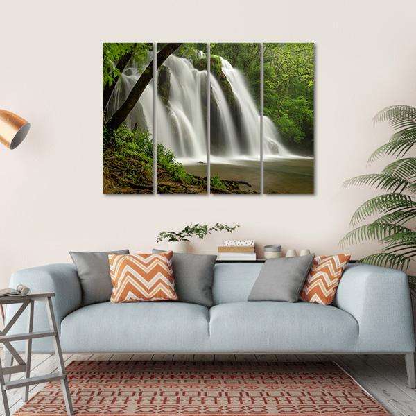 Waterfall In The Jura Mountains Canvas Wall Art-4 Horizontal-Gallery Wrap-34" x 24"-Tiaracle