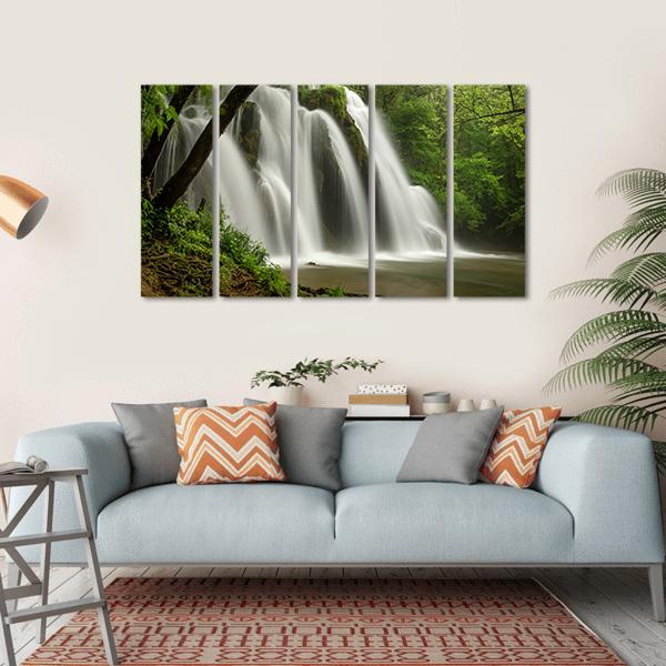 Waterfall In The Jura Mountains Canvas Wall Art-5 Horizontal-Gallery Wrap-22" x 12"-Tiaracle