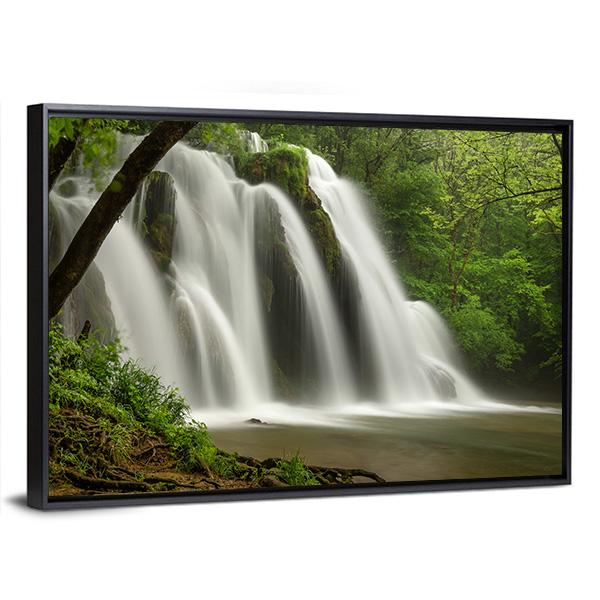 Waterfall In The Jura Mountains Canvas Wall Art-3 Horizontal-Gallery Wrap-25" x 16"-Tiaracle