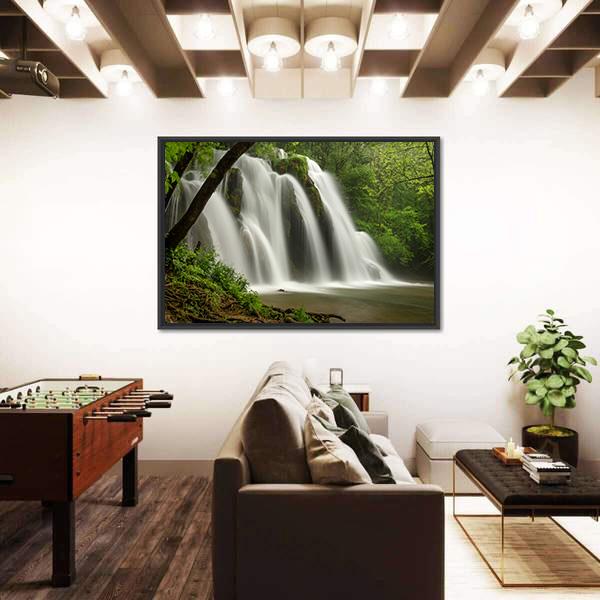 Waterfall In The Jura Mountains Canvas Wall Art-5 Horizontal-Gallery Wrap-22" x 12"-Tiaracle