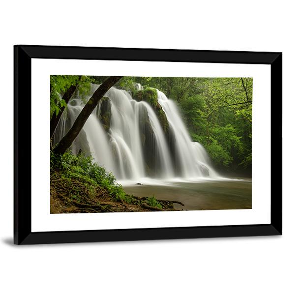 Waterfall In The Jura Mountains Canvas Wall Art-3 Horizontal-Gallery Wrap-25" x 16"-Tiaracle