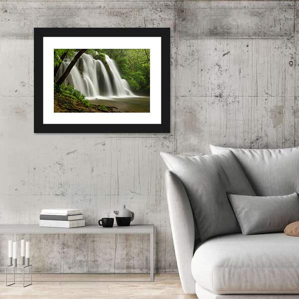 Waterfall In The Jura Mountains Canvas Wall Art-5 Horizontal-Gallery Wrap-22" x 12"-Tiaracle