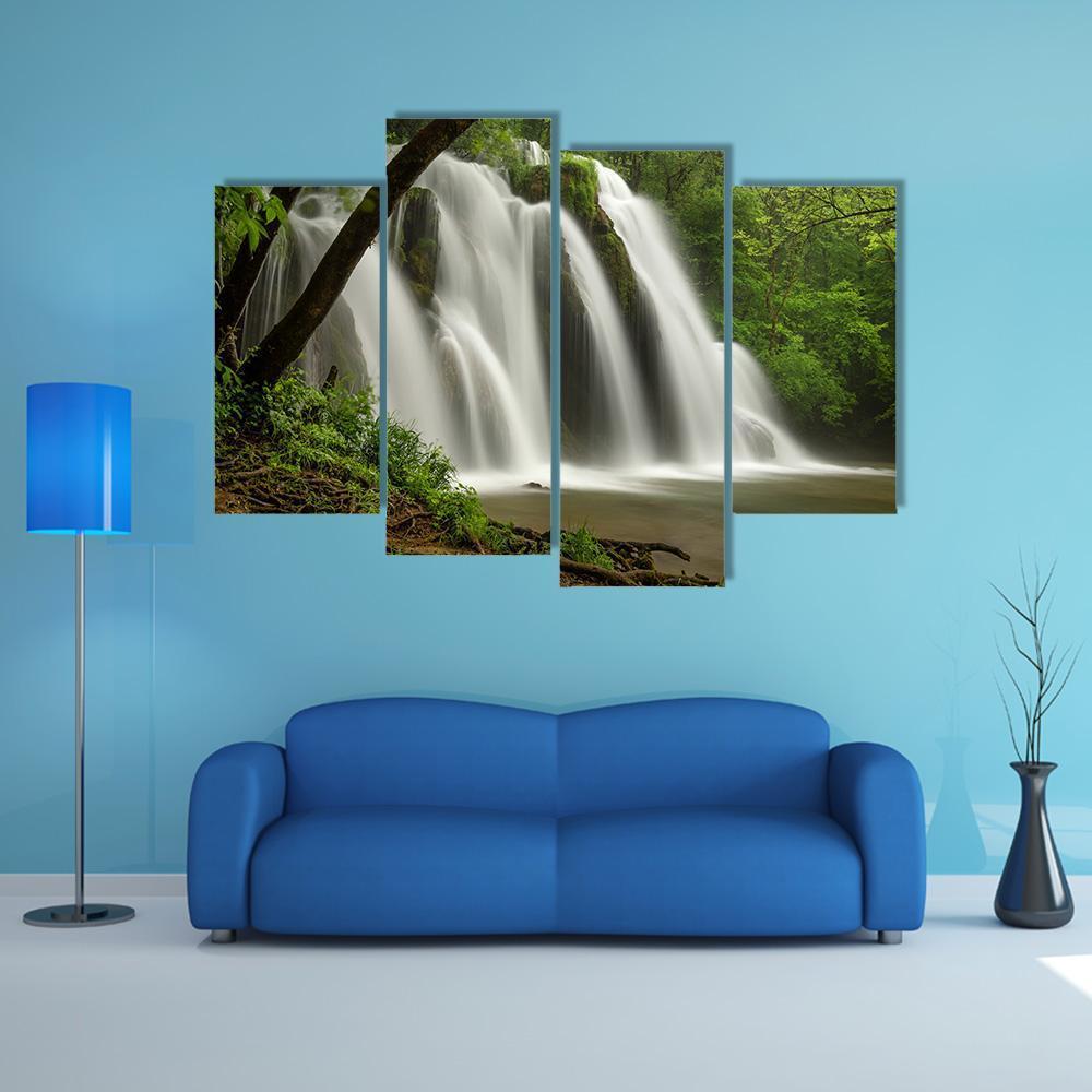 Waterfall In The Jura Mountains Canvas Wall Art-4 Pop-Gallery Wrap-50" x 32"-Tiaracle