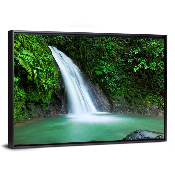 Waterfall In The National Park Of Guadeloupe Canvas Wall Art-3 Horizontal-Gallery Wrap-25" x 16"-Tiaracle