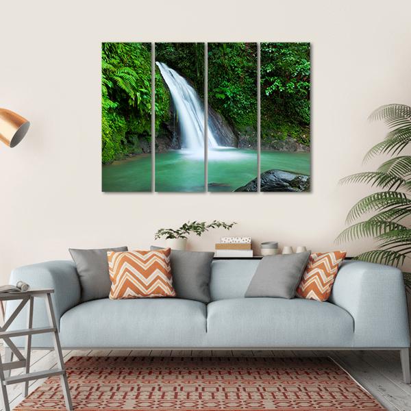 Waterfall In The National Park Of Guadeloupe Canvas Wall Art-4 Horizontal-Gallery Wrap-34" x 24"-Tiaracle