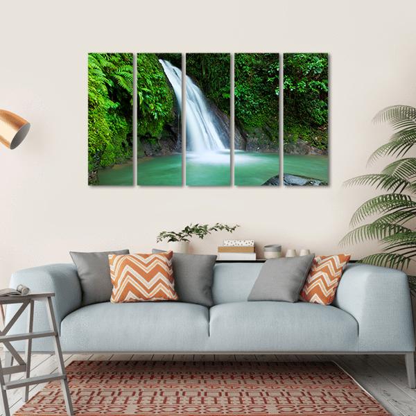 Waterfall In The National Park Of Guadeloupe Canvas Wall Art-5 Horizontal-Gallery Wrap-22" x 12"-Tiaracle