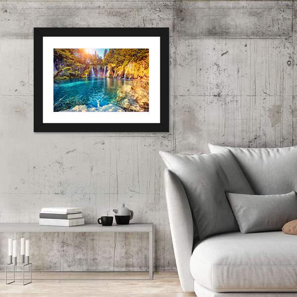Waterfall In The Plitvice Lakes National Park Croatia Canvas Wall Art-3 Horizontal-Gallery Wrap-25" x 16"-Tiaracle