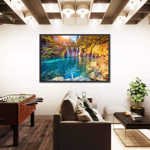 Waterfall In The Plitvice Lakes National Park Croatia Canvas Wall Art-5 Horizontal-Gallery Wrap-22" x 12"-Tiaracle