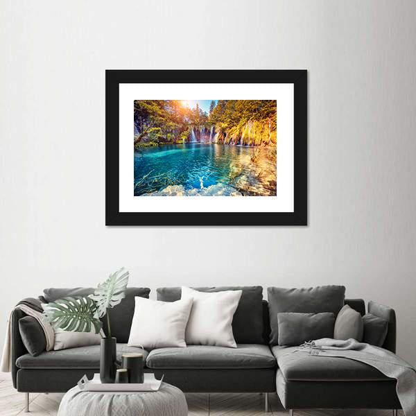 Waterfall In The Plitvice Lakes National Park Croatia Canvas Wall Art-5 Horizontal-Gallery Wrap-22" x 12"-Tiaracle
