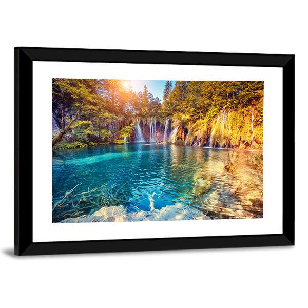 Waterfall In The Plitvice Lakes National Park Croatia Canvas Wall Art-3 Horizontal-Gallery Wrap-25" x 16"-Tiaracle