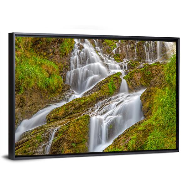Waterfall In Val D Aosta In Italy Canvas Wall Art-3 Horizontal-Gallery Wrap-25" x 16"-Tiaracle