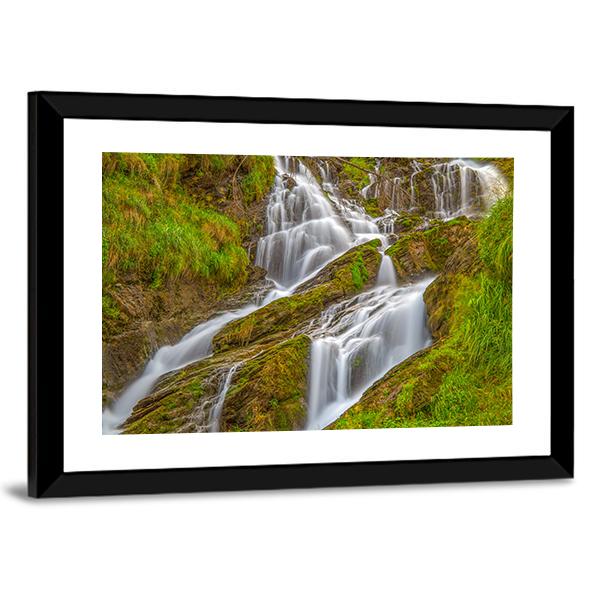 Waterfall In Val D Aosta In Italy Canvas Wall Art-3 Horizontal-Gallery Wrap-25" x 16"-Tiaracle